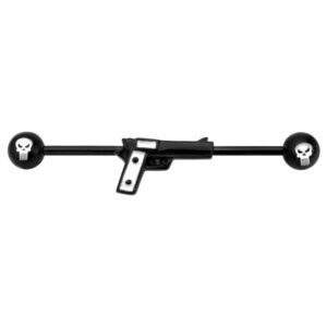 Punisher Black Gun and Skull Industrial Barbell